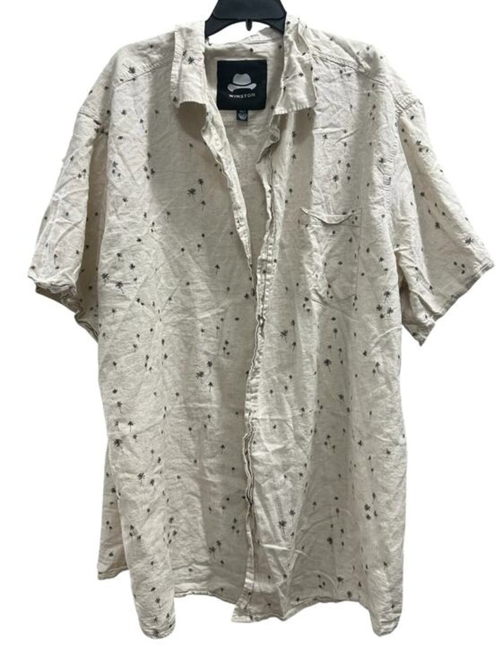 Winston big & tall linen cotton blend palm tee short sleeve button up SZ 4XLT
